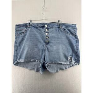 A Beautiful Soul Plus Size 24 Denim‎ Shorts Light Blue Distressed High Rise